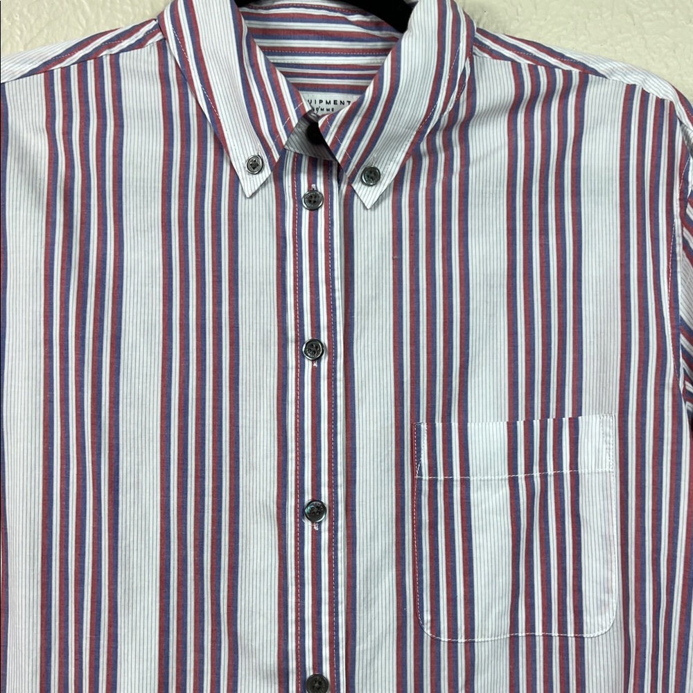 Equipment Multi Stripe Long Sleeve Button Front Tunic Blouse Small - Picture 4 of 7